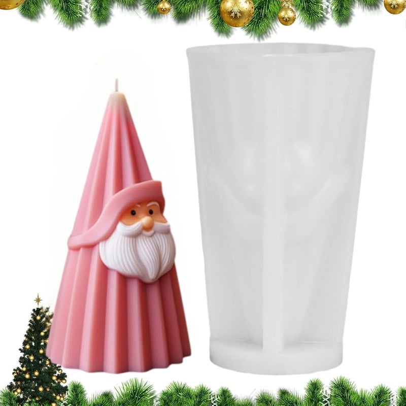 SOFTCREATO SOFTCREATO Christmas Tree Candle Mold I 3D Fondant Silicone Scented Wax Mould I santa Cluse Molds for Candle Making Xmas Pine Tree Succulent Molds Handmade Candles Making for DIY Handmade Chocolate Mousse Dessert Soap Cake Aromatherapy Resin Art Craft Making Home Party DecorationSanta Cluse B