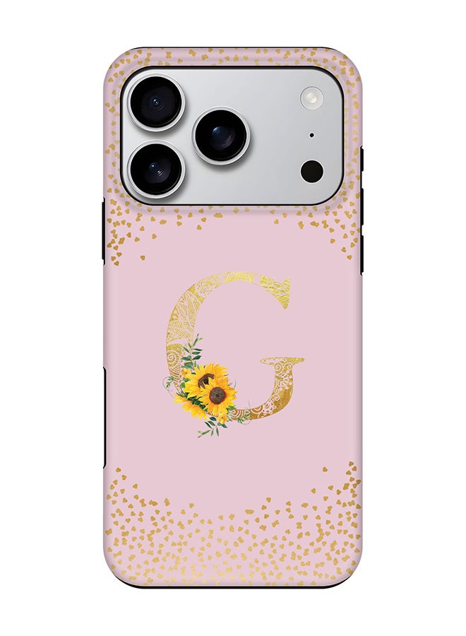 Stylizedd Tough Pro Magnetic Case for iPhone 17 Pro, Dual Layer hybrid PC + TPU Mobile Cover Matte - Custom Floral Monogram - G  (Pink )