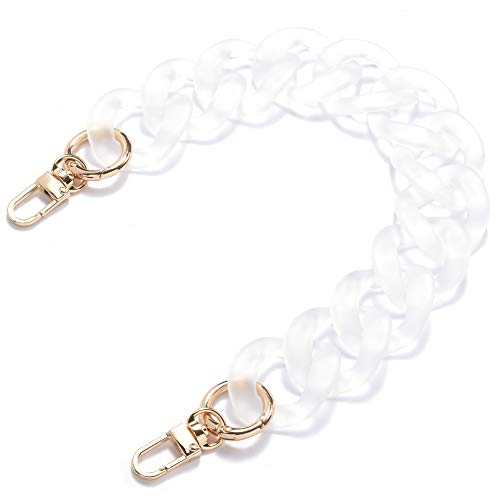 AUMEY Large Flat Chain Strap Acrylic Clear Chain Luxury Handbag Strap Fashionable Replacement Purse Clutches Handles for Purse Handbags DIY Crafts 157 inch of Each 02 Transparent