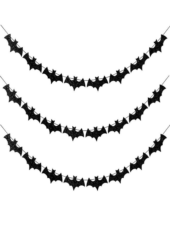 Nonebranded Black Glittery Bat Garland Halloween Garland Decoration for Haunted Home, Pack of 3 by Baryuefull - Image 2