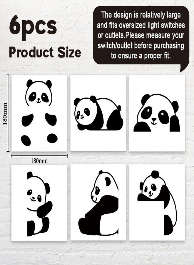 AHANDMAKER 6Pcs Cute Panda Light Switch Stickers, 7x7 Inch Cartoon Pandas Wall Sticker Light Switch Decals for Nursery Bedroom Living Room Office Home Family DIY Decor - Image 2