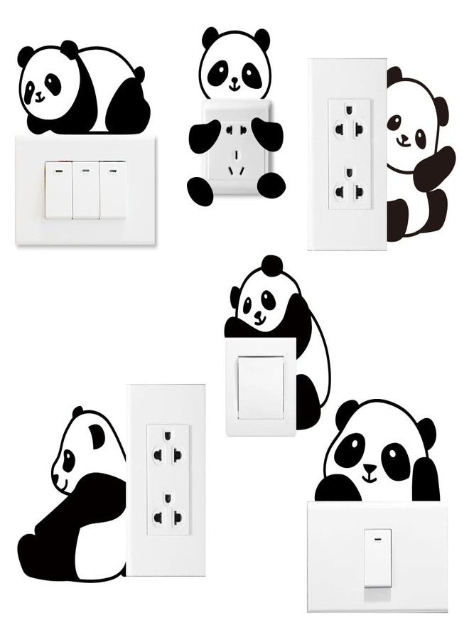 AHANDMAKER 6Pcs Cute Panda Light Switch Stickers, 7x7 Inch Cartoon Pandas Wall Sticker Light Switch Decals for Nursery Bedroom Living Room Office Home Family DIY Decor - Image 1