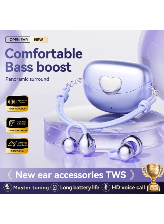 سماعات أذن لاسلكية مفتوحة الأذن مزودة بميكروفون، تعمل بتقنية Bluetooth 5.4، وتتميز بقدرة تشغيل تصل إلى 50 ساعة، وميزة إلغاء الضوضاء، ومقاومة للماء، ومناسبة لممارسي الرياضة، ومريحة للأذنين الصغيرة ومستخدمي النظارات، ومناسبة للتمارين الرياضية (لون أسود) - Image 3