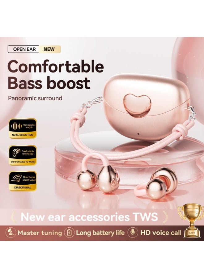 سماعات أذن لاسلكية مفتوحة الأذن مزودة بميكروفون، تعمل بتقنية Bluetooth 5.4، وتتميز بقدرة تشغيل تصل إلى 50 ساعة، وميزة إلغاء الضوضاء، ومقاومة للماء، ومناسبة لممارسي الرياضة، ومريحة للأذنين الصغيرة ومستخدمي النظارات، ومناسبة للتمارين الرياضية (لون أسود) - Image 2