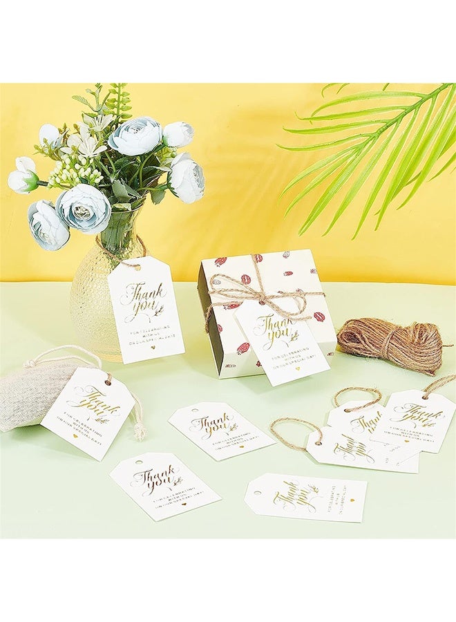 Peachjoy Kraft Paper Thank You Tags, Thank You Gift Tags with 10m Jute Twine, Gold Foil Paper Gift Tags, Firm and Durable Thank You Gift Tags for Wedding, DIY, Crafts, Party Favors (100 PCS) - Image 4