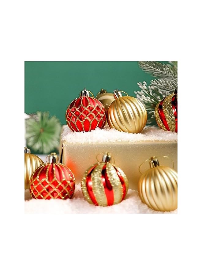The Bros The Bro 30ct 2.36 Inch Christmas Tree Balls Ornaments, Colored Shatterproof Plastic Decorative Baubles Decorations for Xmas Tree Decor Holiday Party Wedding Decoration (Red & Gold, 60mm) - Image 5
