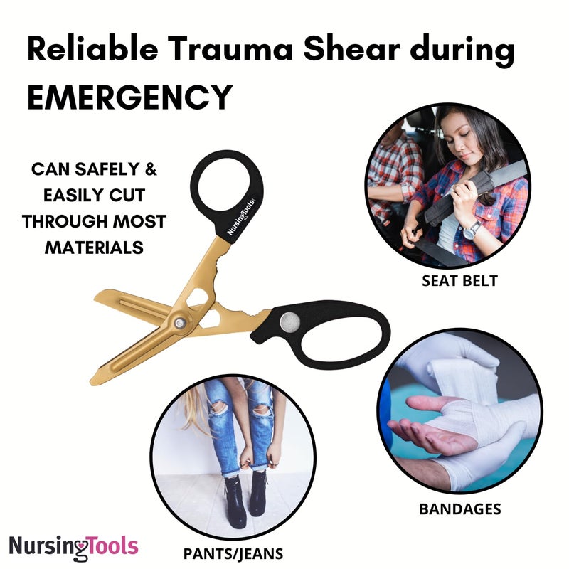 Nursingtools Hummingbird 4 in 1 Medical Scissors - Compact Pocket Size Trauma Shears for Nurses, Students, Respiratory Therapists, Veterinarians, and Medical Professionals (Black + Pink) - Image 3