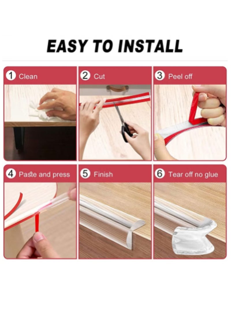 أورافلي مجموعة واقيات الزوايا من سيفتي إيدج، واقيات زوايا ناعمة من السيليكون والبولي فينيل كلوريد بطول 2 متر مع 10 واقيات زوايا لمنع الزوايا الحادة للخزائن والطاولات والأدراج وحماية سلامة الأطفال - Image 5