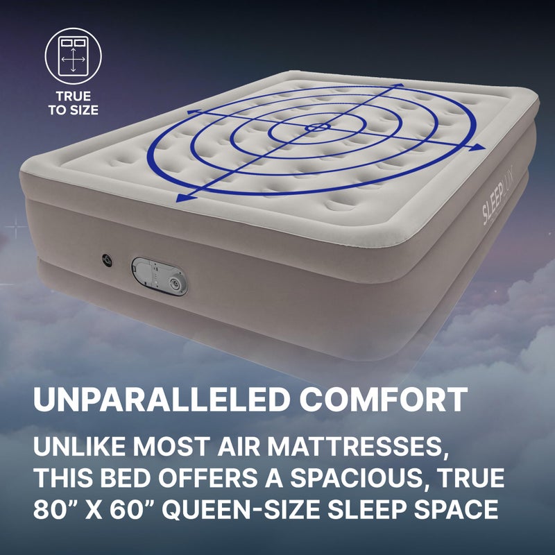 SLEEPLUX Dream Luxury Queen Air Mattress, Built-in Dual Pump, Stays Inflated All Night, 20â€ Double-High Blow-Up Airbed with Coil Beams, for Guests, RV Camping & Home, 1-Year Warranty - Image 4