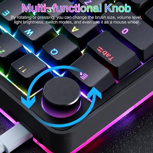 Koolertron Single-Handed Macro Mechanical Keyboard, RGB LED Backlit Portable Mini One-Handed Mechanical Gaming Keypad 39 Fully Programmable Keys (39 Keyboard Black) - Image 4