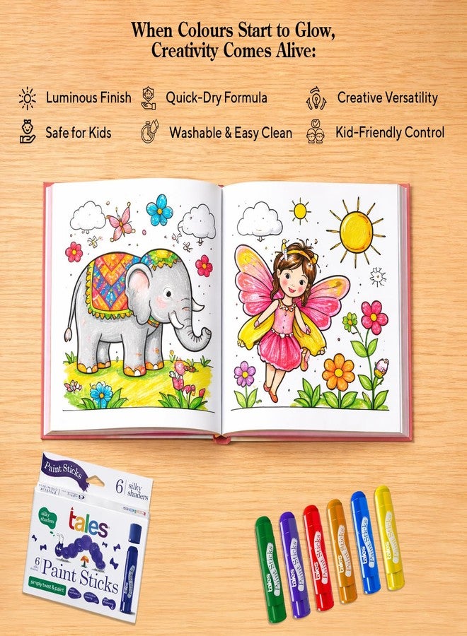 Tales Silky Paint Sticks for Kids Drawing, Painting (Pack of 2, Each 6 Colors) - Twist & Paint, Washable, Quick Dry, Non-Toxic & Safe | Mess-Free Twistable Crayons for Gifting Boys & Girls - Image 3