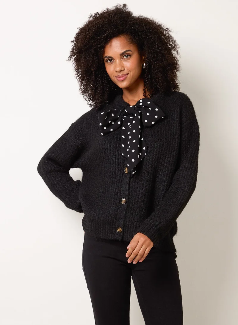 بلو فانيلا Pussybow Detail Knitted Cardigan