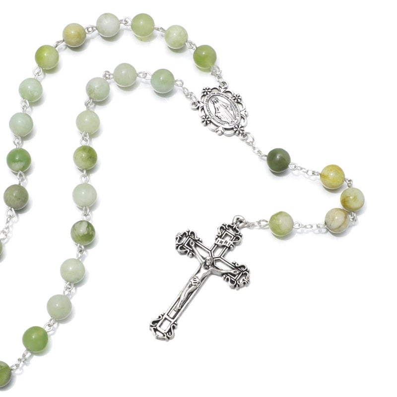 KOMI 8mm Stone Rosary Beads for Women Virgin Mary Rosary Necklace Catholic Holy Rosaries Crucifix Religious Gifts - Image 2