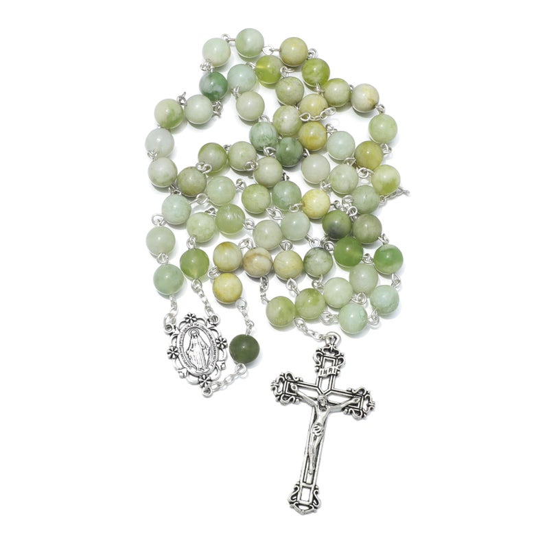 KOMI 8mm Stone Rosary Beads for Women Virgin Mary Rosary Necklace Catholic Holy Rosaries Crucifix Religious Gifts - Image 1