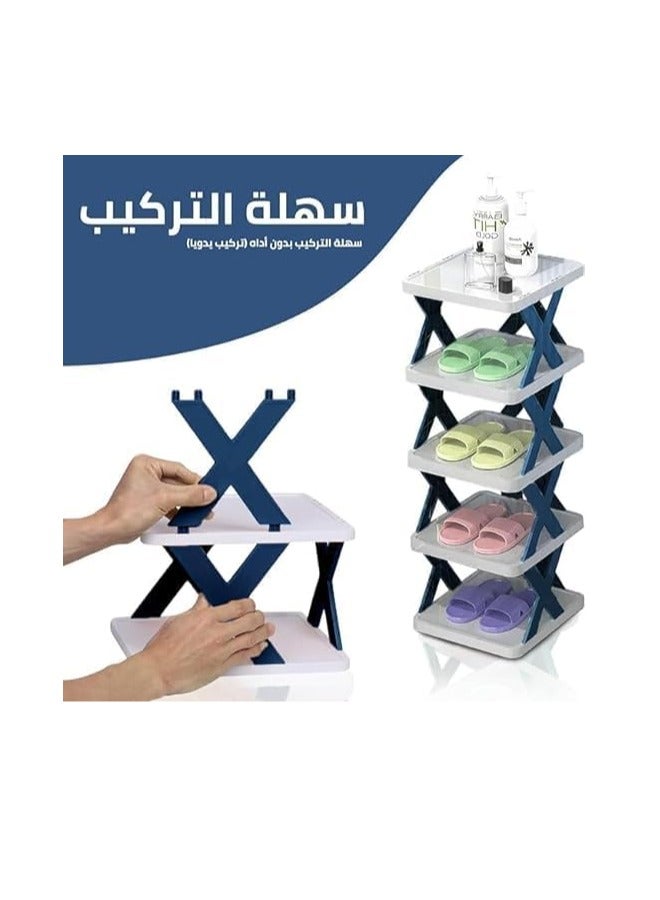 جزامة احذية من 5 طبقات بتصميم خفيف الوزن وقابل للتعديل من البلاستيك وقابل للطي - يوفر فى المساحة للمنزل والمكتب - Image 4
