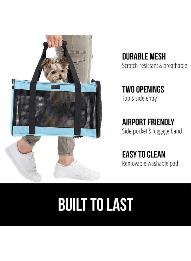Gorilla Grip GORILLA GRIP Cat Carrier Travel Bag Up to 15 Lbs, Soft Collapsible Dog Carriers, Kennel for Small Animals, Top and Side Entry Breathable Mesh, Grip Feet Underside, Cozy Washable Waterproof Pad, Blue - Image 1