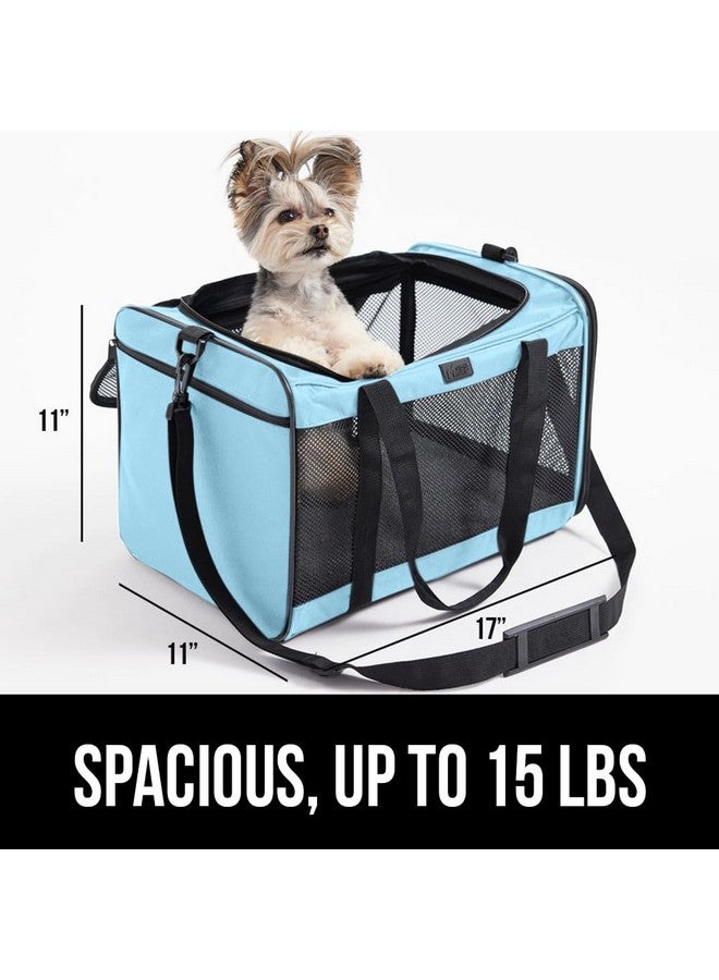 Gorilla Grip GORILLA GRIP Cat Carrier Travel Bag Up to 15 Lbs, Soft Collapsible Dog Carriers, Kennel for Small Animals, Top and Side Entry Breathable Mesh, Grip Feet Underside, Cozy Washable Waterproof Pad, Blue - Image 2
