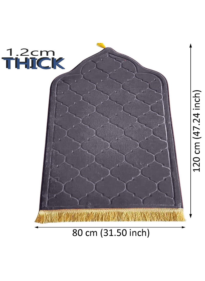 Fabienne Pack of 2 Prayer Mats Grey/Beige 80x120cm Large Size Anti-Slip Velvet Top Thick Padded Prayer Rug New Design Sajadah Prayer Carpet for Men Women Eid Gift Ramadan  - Image 2