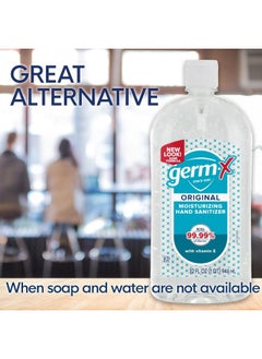 Germ-X Germ-X Original Hand Sanitizer, Non-Drying Moisturizing Gel with Vitamin E, Instant and No Rinse Formula, Large Family-Size Flip Top Bottle, 32 Fl Oz (Pack of 4)  - Image 4