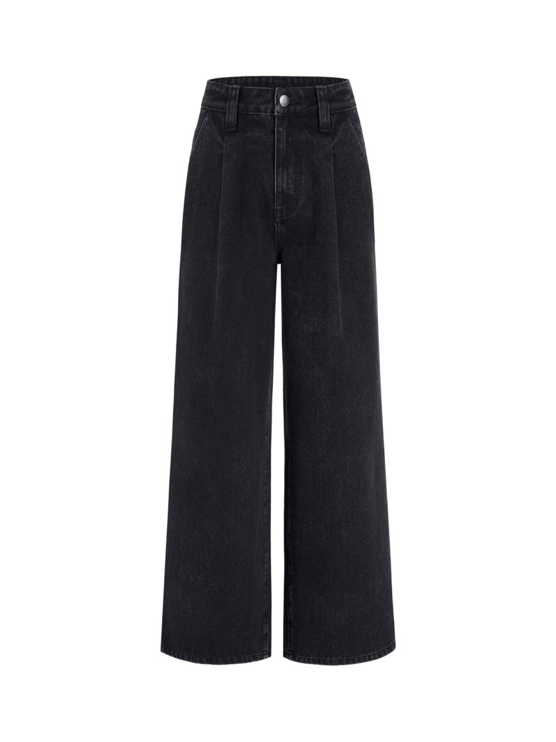 CIDER Jeans for Women High Waist Wide Leg Jeans Straight Leg Trousers Baggy Denim Pants with Pocket Oversized Black - Image 1
