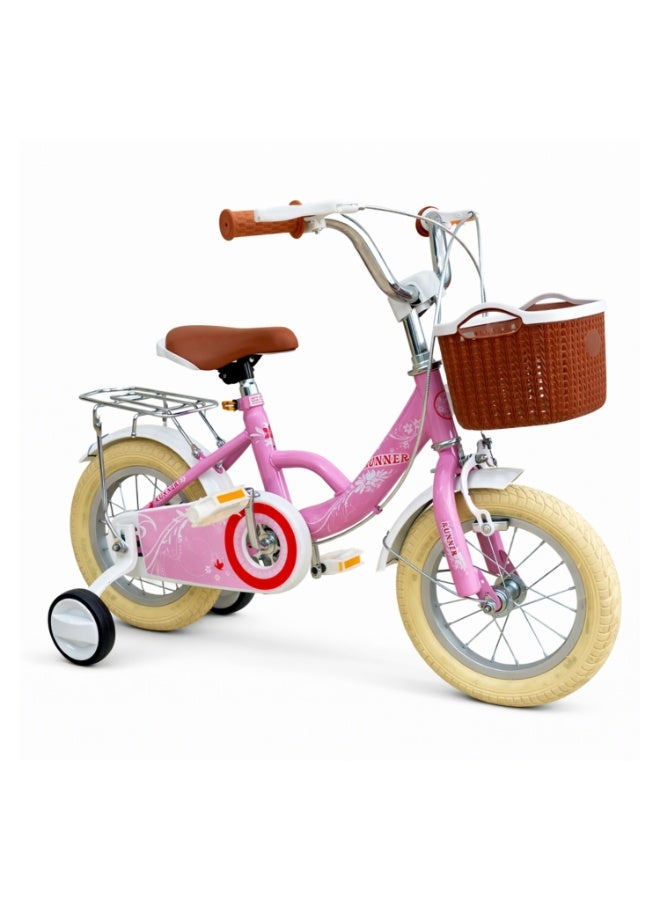 رانر بنات رنر بيرل 12 بوصة مع عجلات مساعدة، سلة أمامية وحامل خلفي - Image 3