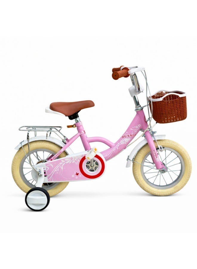 رانر بنات رنر بيرل 12 بوصة مع عجلات مساعدة، سلة أمامية وحامل خلفي - Image 1