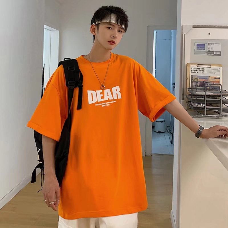 Hong Kong Style Men'S Letter Print Short-Sleeve T-Shirt, Summer Loose Fit, Simple And Versatile, Casual Couple'S Top, Couple Style - Image 2