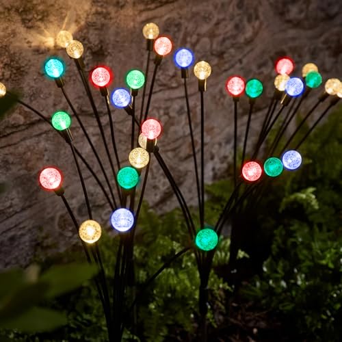 GIGAWATTS GW-911 Solar Garden Light Outdoor, 8 LED Firefly Swaying Lamp with 2V Panel 600mAh Battery, BIS Approved IP65 Waterproof Garden Lights for Lawn Patio Pathway (Pack of 1, Multicolor) - Image 1