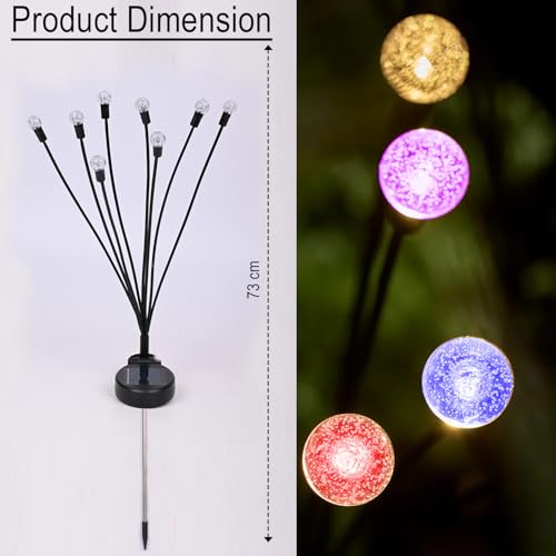 GIGAWATTS GW-911 Solar Garden Light Outdoor, 8 LED Firefly Swaying Lamp with 2V Panel 600mAh Battery, BIS Approved IP65 Waterproof Garden Lights for Lawn Patio Pathway (Pack of 1, Multicolor) - Image 3