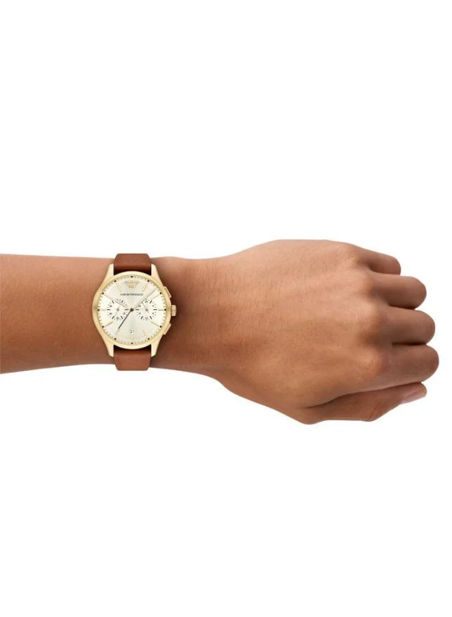 EMPORIO ARMANI AR11714 Analog Watch with Gold Plated Case and Rubber Strap