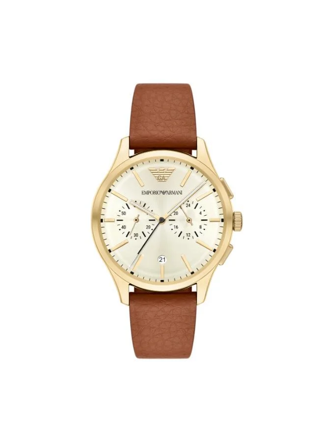 AR11714 Analog Watch with Gold Plated Case and Rubber Strap