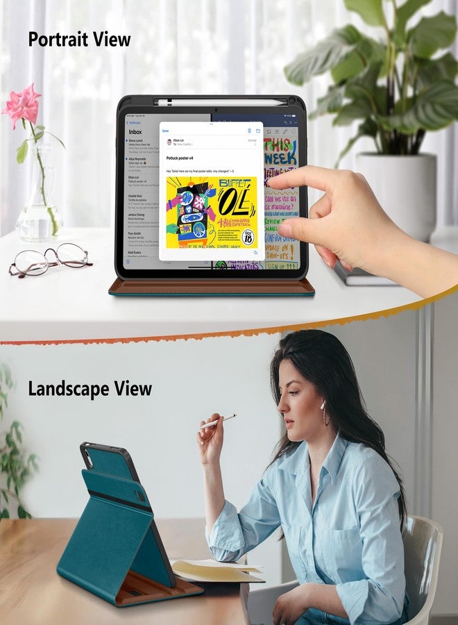 DTTO for iPad A16 Case, iPad 11th / 10th Generation Case (2025/2022), 360 Degree Rotating Premium Leather Folio Stand Cover with Pencil Holder, Light Blue - Image 3