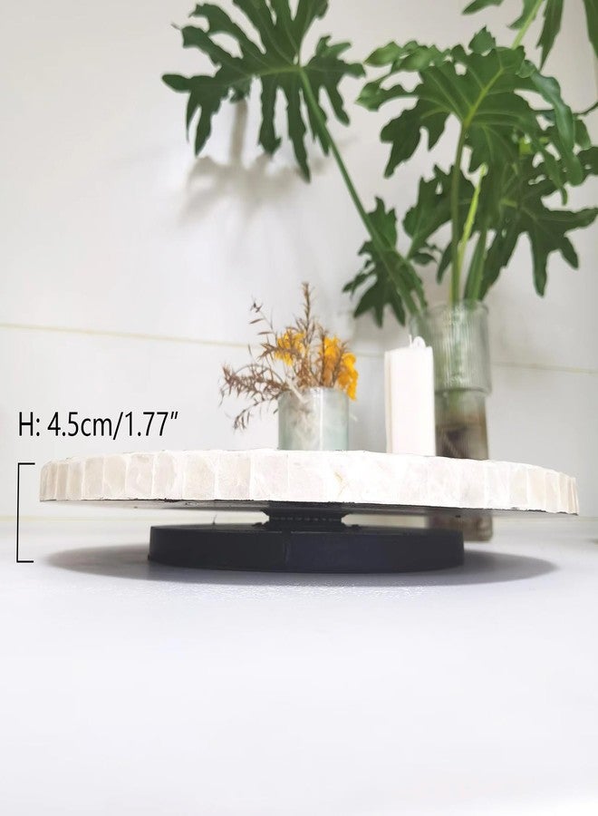 i-lan 16 Inch Mother of Pearl Lazy Susan Turnable Organizer for Table,Large Decorative Round Rotating Tray for Dining Table,Cabinet,Countertop,Kitchen and Tabletop. - Image 3