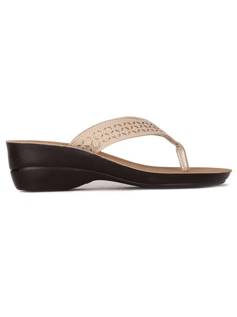 Bata Women Wedge Heel Thong Sandal - Beige 4 (UK) - Image 2