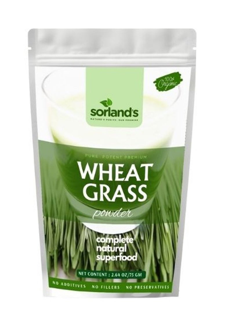 Sorland's مسحوق عشبة القمح العضوي النقي -75 جرام، غذاء طبيعي فائق الجودة - Image 1