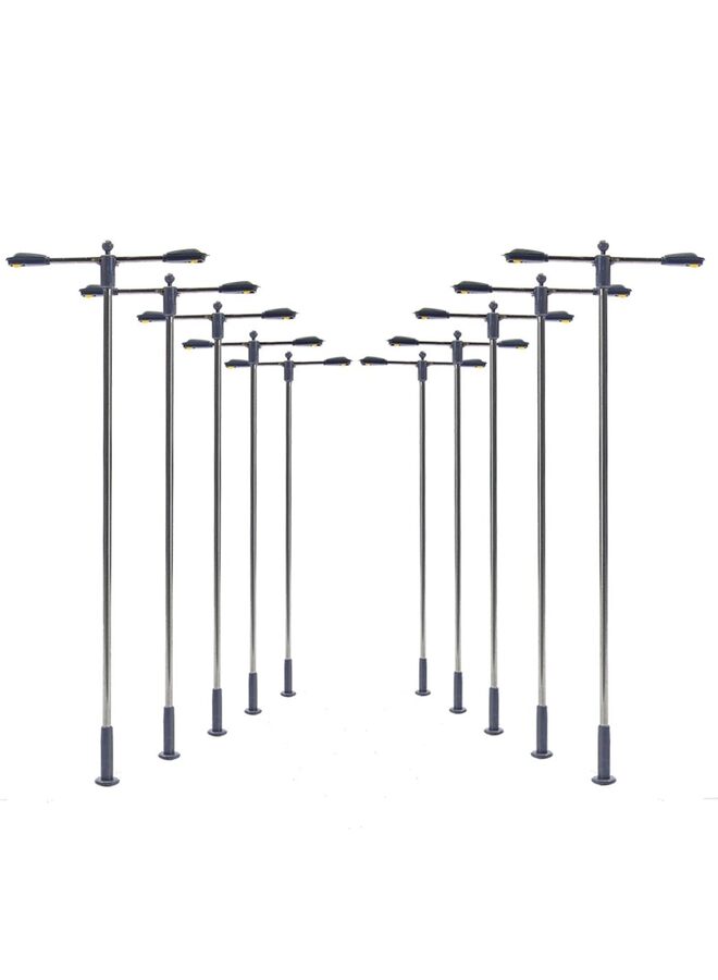 10pcs Model Street Lights Model Railway Train Lamp Post Street Lights LEDs, 1:100 Scale Adjustable Mini Lamppost for Railway Layouts, Garden & Dollhouse (Bright White) - Image 1