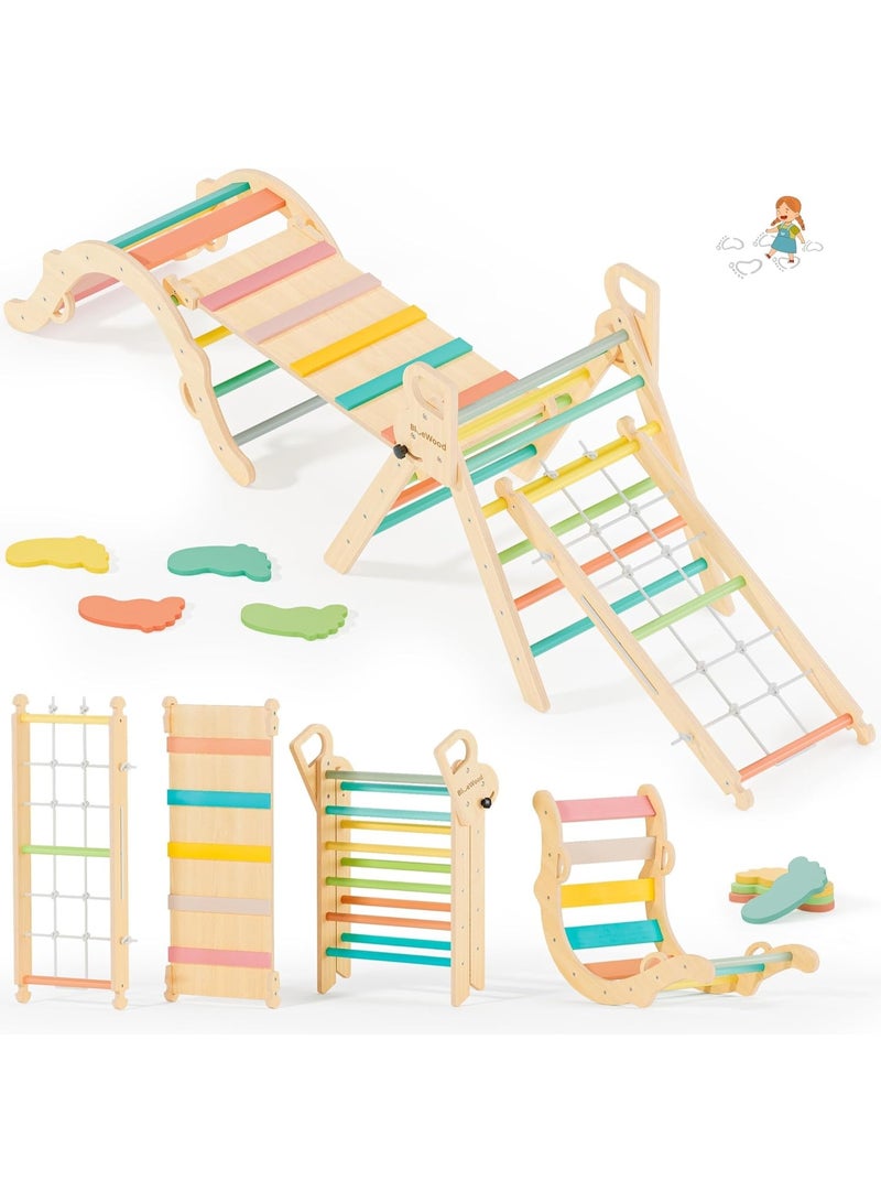 يوستيد مجموعة تسلق مثلثة من بيكلر 8 في 1، ألعاب للأطفال الصغار، صالة ألعاب رياضية داخلية للأطفال، ملعب تسلق للأطفال - قوس قزح - Image 1