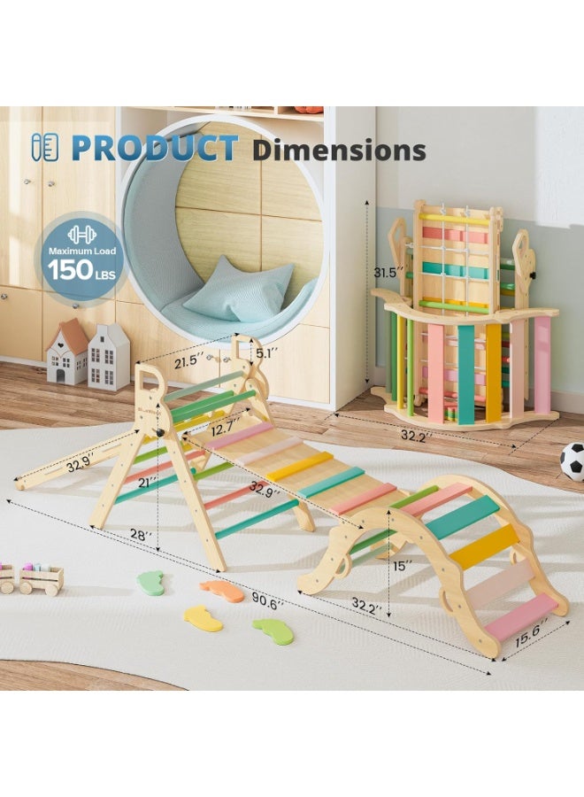 يوستيد مجموعة تسلق مثلثة من بيكلر 8 في 1، ألعاب للأطفال الصغار، صالة ألعاب رياضية داخلية للأطفال، ملعب تسلق للأطفال - قوس قزح - Image 5