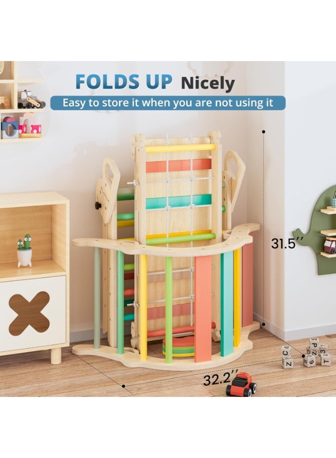 يوستيد مجموعة تسلق مثلثة من بيكلر 8 في 1، ألعاب للأطفال الصغار، صالة ألعاب رياضية داخلية للأطفال، ملعب تسلق للأطفال - قوس قزح - Image 4