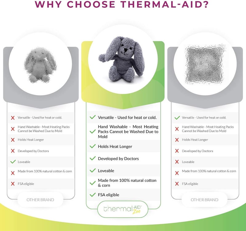 Thermal-Aid Zoo — Mini Baxter Bunny — Kids Hot and Cold Pain Relief Heating Pad Microwavable Stuffed Animal and Cooling Pad — Easy Wash, Natural Sleep Aid — Pregnancy Must-Haves for Baby First Aid Kit - Image 3