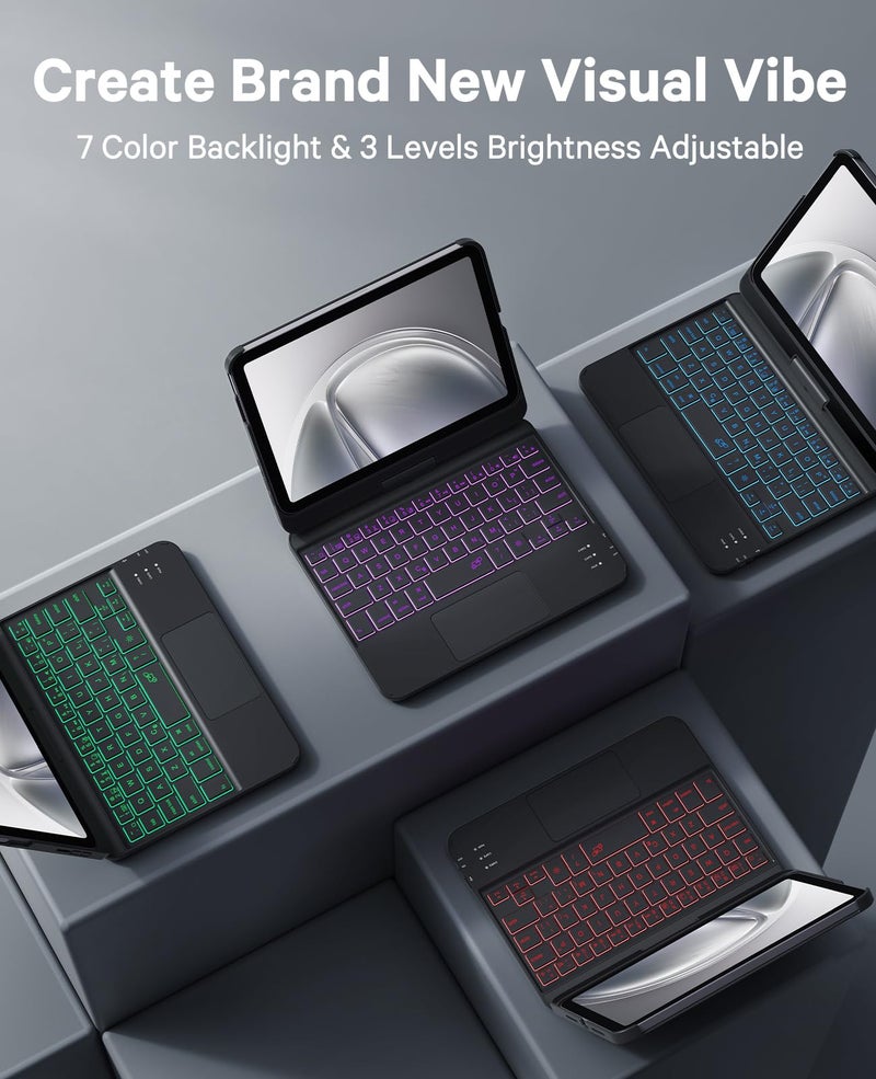 GreenLaw Keyboard Case for iPad mini 7 A17 Pro(2024) & Mini 6 (2021) 8.3", 360° Rotate Case for iPad mini 7th/6th Generation, Touchpad Keyboard with 7 Color Backlit, Type-C Rechargeable, Black - Image 4