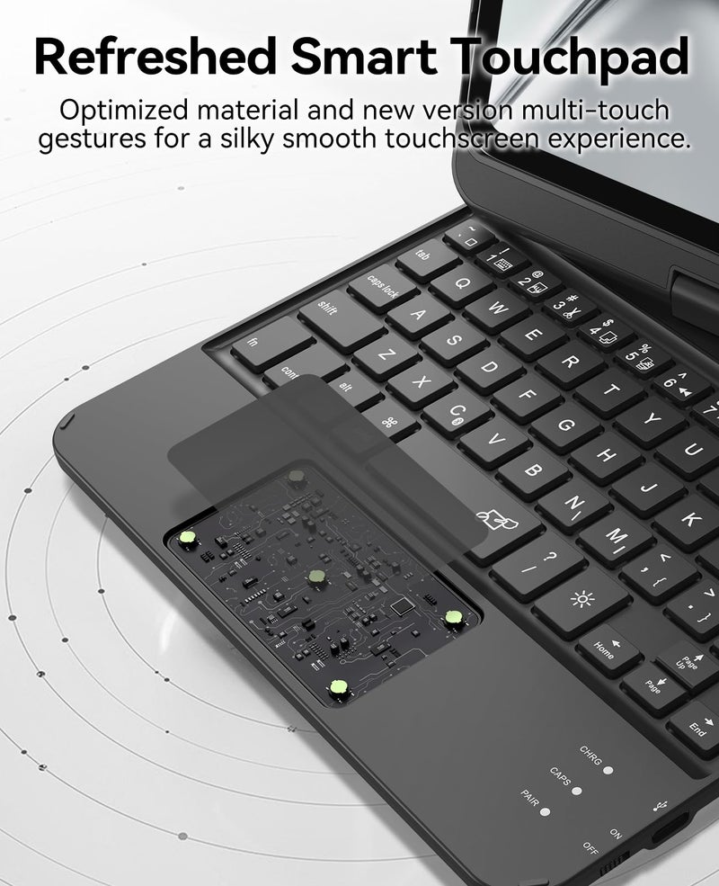 GreenLaw Keyboard Case for iPad mini 7 A17 Pro(2024) & Mini 6 (2021) 8.3", 360° Rotate Case for iPad mini 7th/6th Generation, Touchpad Keyboard with 7 Color Backlit, Type-C Rechargeable, Black - Image 3