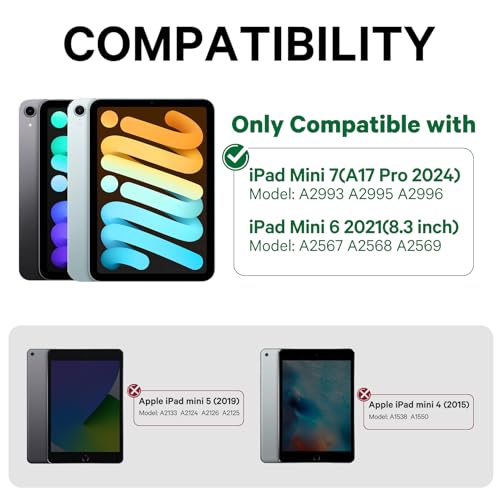 GreenLaw Keyboard Case for iPad mini 7 A17 Pro(2024) & Mini 6 (2021) 8.3", 360° Rotate Case for iPad mini 7th/6th Generation, Touchpad Keyboard with 7 Color Backlit, Type-C Rechargeable, Black - Image 2