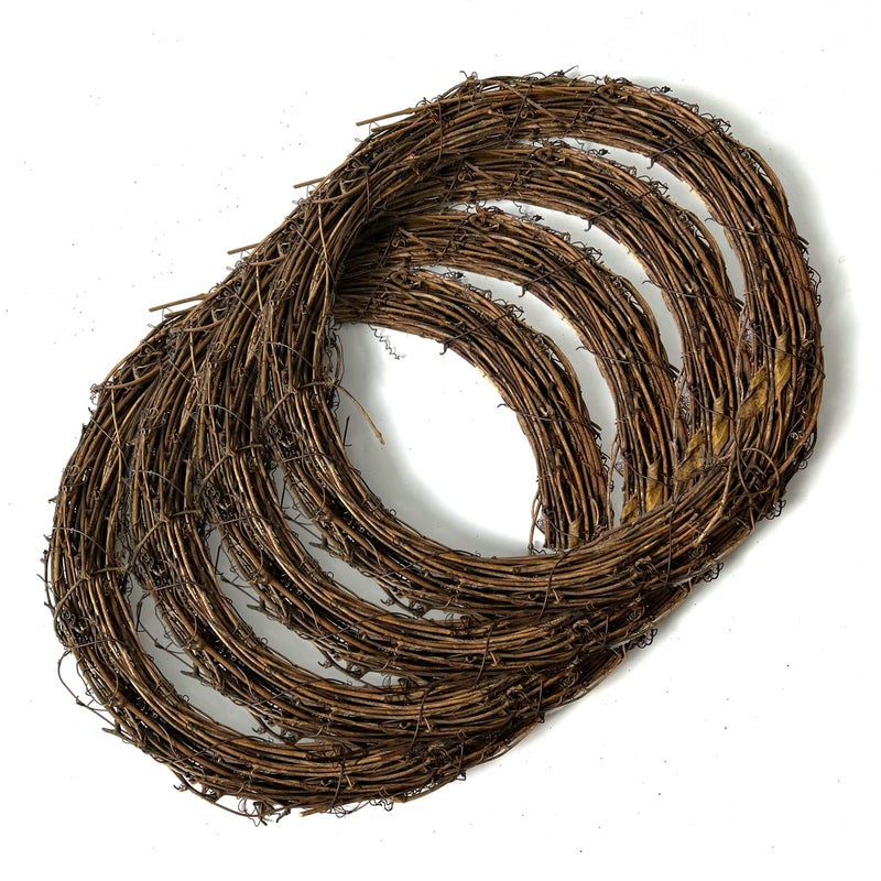 Worown 4 Pcs 12 Inch Natural Grapevine Wreaths Vine Branch Wreath Rattan Wreath for DIY Christmas Craft Front Door Wall Hanging Wedding and Party Decors