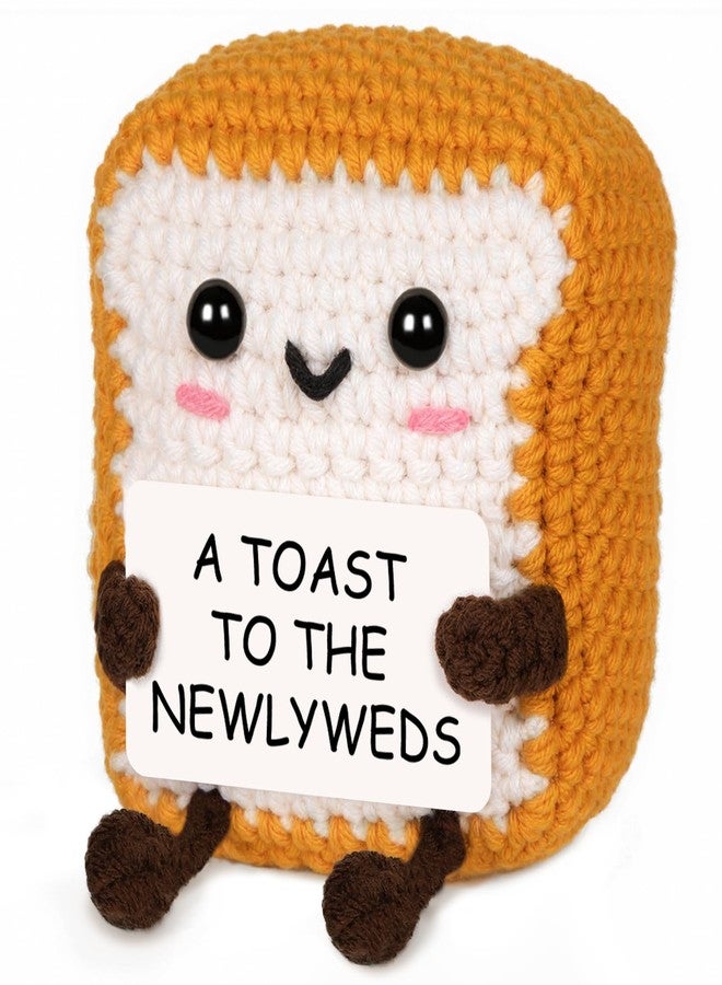 Glydein A Toast to The Newlyweds - Mini Handmade Crochet Toast, Funny Wedding Gifts for Couples 2025, Bridal Shower Gifts for Bride, Best Bride and Groom Gift for Wedding Engagement - Image 1