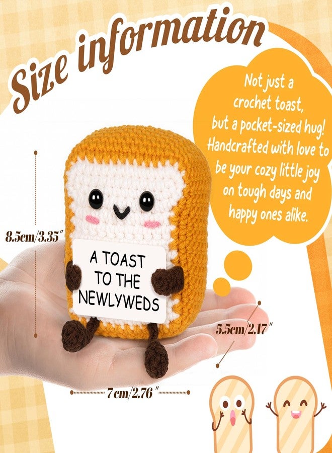 Glydein A Toast to The Newlyweds - Mini Handmade Crochet Toast, Funny Wedding Gifts for Couples 2025, Bridal Shower Gifts for Bride, Best Bride and Groom Gift for Wedding Engagement - Image 3
