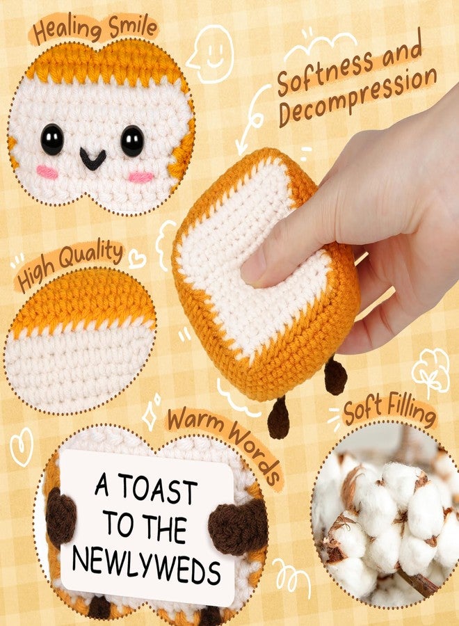 Glydein A Toast to The Newlyweds - Mini Handmade Crochet Toast, Funny Wedding Gifts for Couples 2025, Bridal Shower Gifts for Bride, Best Bride and Groom Gift for Wedding Engagement - Image 5