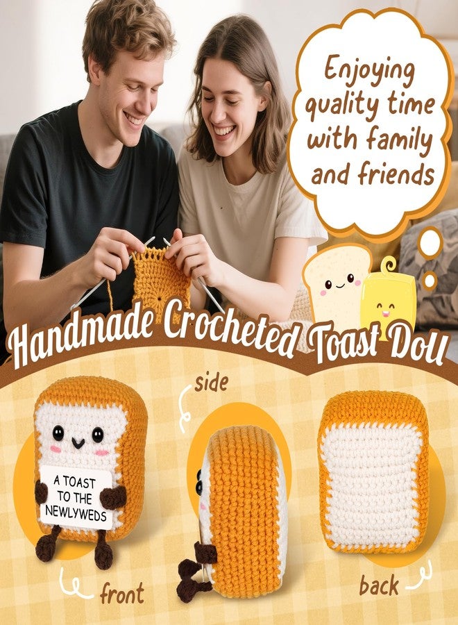 Glydein A Toast to The Newlyweds - Mini Handmade Crochet Toast, Funny Wedding Gifts for Couples 2025, Bridal Shower Gifts for Bride, Best Bride and Groom Gift for Wedding Engagement - Image 4