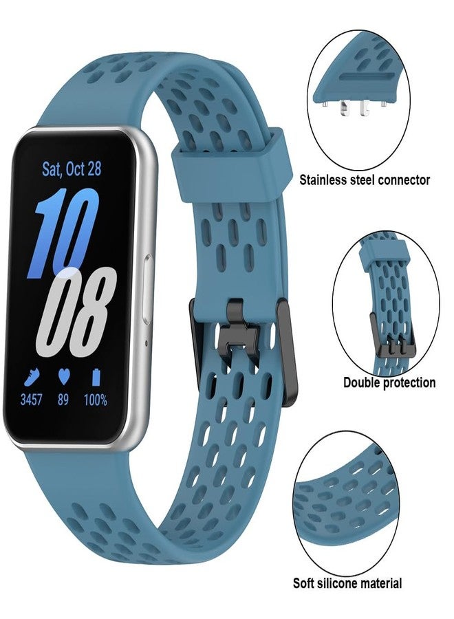 Sankel [3 Pack] Straps Compatible for Samsung Galaxy Fit 3 Bands, Soft Silicone Sport Breathable Replacement Watch Straps for Galaxy Fit3 Smartwatch for Women Men (Black+Light Gray+Advanced Blue) - Image 4
