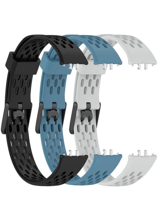 Sankel [3 Pack] Straps Compatible for Samsung Galaxy Fit 3 Bands, Soft Silicone Sport Breathable Replacement Watch Straps for Galaxy Fit3 Smartwatch for Women Men (Black+Light Gray+Advanced Blue) - Image 3